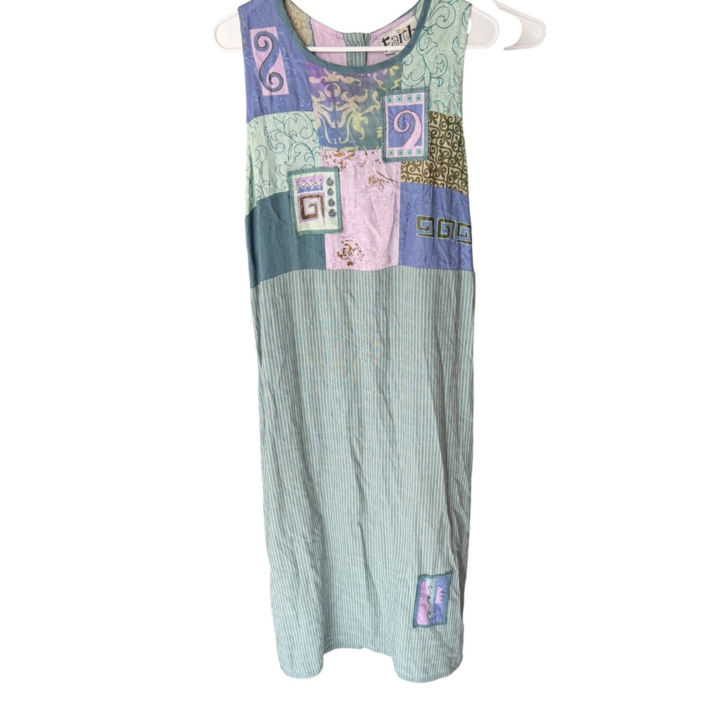 Faith by Celia Forrester Patchwork Beaded Midi Dress Size M